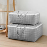 SOGA Grey Plaid Large Storage Luggage Bag Double Zipper Foldable Travel Organiser Essentials