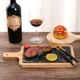 SOGA 2X 33.5cm Black Square Wooden Serving Tray Slate Steak Serving Platter Chopping Board Paddle Home Decor