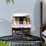 SOGA 3 Tier Pink Countertop Makeup Cosmetic Storage Organiser Skincare Holder Jewelry Storage Box with Handle