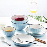 SOGA Blue Japanese Style Ceramic Dinnerware Crockery Soup Bowl Plate Server Kitchen Home Decor Set of 7