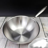 SOGA 18/10 Stainless Steel Fry Pan 32cm Frying Pan Top Grade Cooking Skillet with Lid