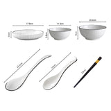 SOGA White Japanese Style Ceramic Dinnerware Crockery Soup Bowl Plate Server Kitchen Home Decor Set of 5