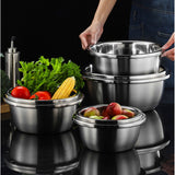 SOGA 3Pcs Deepen Polished Stainless Steel Stackable Baking Washing Mixing Bowls Set Food Storage Basin