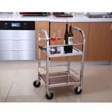 SOGA 2X 2 Tier 500x500x950 Stainless Steel Square Tube Drink Wine Food Utility Cart