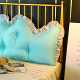 SOGA 2X 180cm Light Blue Princess Bed Pillow Headboard Backrest Bedside Tatami Sofa Cushion with Ruffle Lace Home Decor