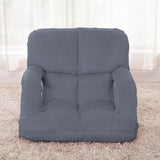 SOGA 4X Foldable Lounge Cushion Adjustable Floor Lazy Recliner Chair with Armrest Grey