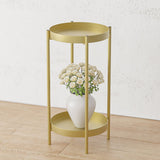 SOGA 2X 2 Layer 80cm Gold Metal Plant Stand Flower Pot Holder Corner Shelving Rack Indoor Display