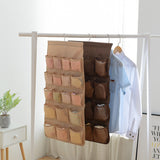 SOGA 2X Coffee Double Sided Hanging Storage Bag Underwear Bra Socks Mesh Pocket Hanger Home Organiser