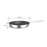 SOGA Stainless Steel Fry Pan 24cm Frying Pan Induction FryPan Non Stick Interior