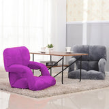 SOGA 4X Foldable Lounge Cushion Adjustable Floor Lazy Recliner Chair with Armrest Purple