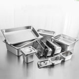 SOGA 2X Gastronorm GN Pan Full Size 1/3 GN Pan 6.5 cm Deep Stainless Steel Tray with Lid