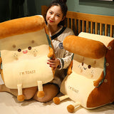 SOGA Cute Face Toast Bread Wedge Cushion Stuffed Plush Cartoon Back Support Pillow Home Decor