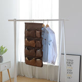 SOGA 2X Coffee Double Sided Hanging Storage Bag Underwear Bra Socks Mesh Pocket Hanger Home Organiser