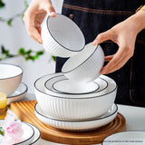 SOGA White Japanese Style Ceramic Dinnerware Crockery Soup Bowl Plate Server Kitchen Home Decor Set of 4