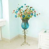 SOGA 12pcs Artificial Silk Flower Fake Rose Bouquet Table Decor Blue