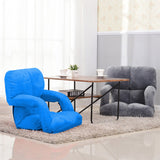 SOGA 4X Foldable Lounge Cushion Adjustable Floor Lazy Recliner Chair with Armrest Blue