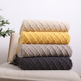 SOGA Coffee Diamond Pattern Knitted Throw Blanket Warm Cozy Woven Cover Couch Bed Sofa Home Decor with Tassels