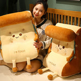 SOGA Smiley Face Toast Bread Wedge Cushion Stuffed Plush Cartoon Back Support Pillow Home Decor