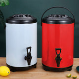 SOGA 10L Stainless Steel Insulated Milk Tea Barrel Hot and Cold Beverage Dispenser Container with Faucet Red