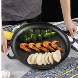 SOGA Cast Iron Frying Pan Skillet  Coating Steak Sizzle Platter 35cm