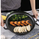 SOGA 2x Cast Iron Frying Pan Skillet Coating Steak Sizzle Platter 30cm