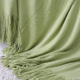 SOGA Green Acrylic Knitted Throw Blanket Solid Fringed Warm Cozy Woven Cover Couch Bed Sofa Home Decor