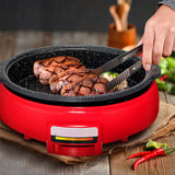 2 in 1 Electric Steamboat Hotpot Teppanyaki Asian Soup Fondue With Division