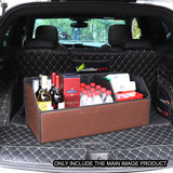 SOGA 4X Leather Car Boot Collapsible Foldable Trunk Cargo Organizer Portable Storage Box Coffee Medium