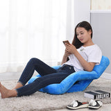 SOGA 4X Foldable Lounge Cushion Adjustable Floor Lazy Recliner Chair with Armrest Blue