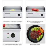 SOGA 2200W Stainless Steel Ribbed Griddle Commercial Grill BBQ Hot Plate 56*48*23