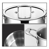 SOGA 2X 26cm Stainless Steel Soup Pot Stock Cooking Stockpot Heavy Duty Thick Bottom with Glass Lid