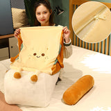 SOGA 2X Smiley Face Toast Bread Wedge Cushion Stuffed Plush Cartoon Back Support Pillow Home Decor