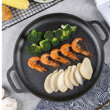 SOGA Cast Iron Frying Pan Skillet  Coating Steak Sizzle Platter 35cm