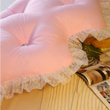 SOGA 4X 120cm Pink Princess Bed Pillow Headboard Backrest Bedside Tatami Sofa Cushion with Ruffle Lace Home Decor