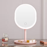 SOGA 20cm Pink Rechargeable LED Light Makeup Mirror Tabletop Vanity Home Decor