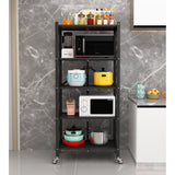 SOGA 5 Tier Steel Black Foldable Kitchen Cart Multi-Functional Shelves Portable Storage Organizer with Wheels