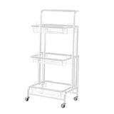 SOGA 2X 3 Tier Steel White Adjustable Kitchen Cart Multi-Functional Shelves Portable Storage Organizer with Wheels