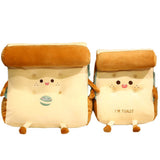 SOGA Smiley Face Toast Bread Wedge Cushion Stuffed Plush Cartoon Back Support Pillow Home Decor